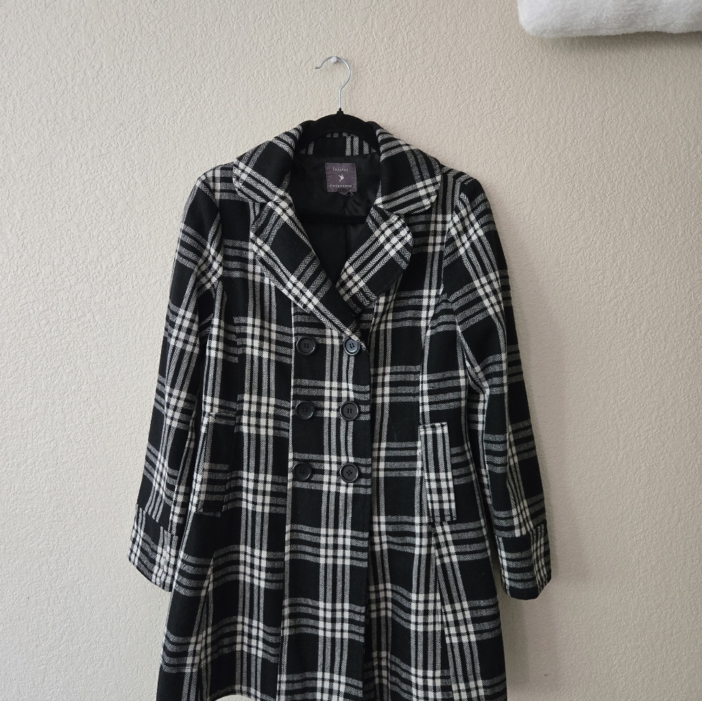 Y2K Forever 21 Plaid Peacoat — Early 2000s Vintage